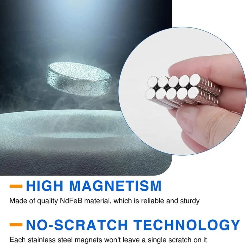 Neodymium disc magnets with high magnetism, made of quality NdFeB material for reliable performance.