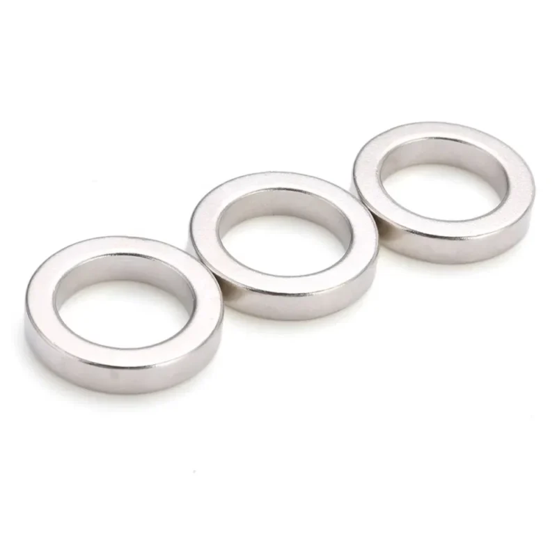 Angled round N42 neodymium magnet demonstrating diametral magnetization in industrial testing