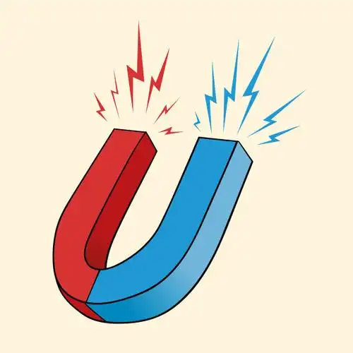Scene representing the application of a horseshoe magnet in daily or industrial tasks, emphasizing its U - shape advantage