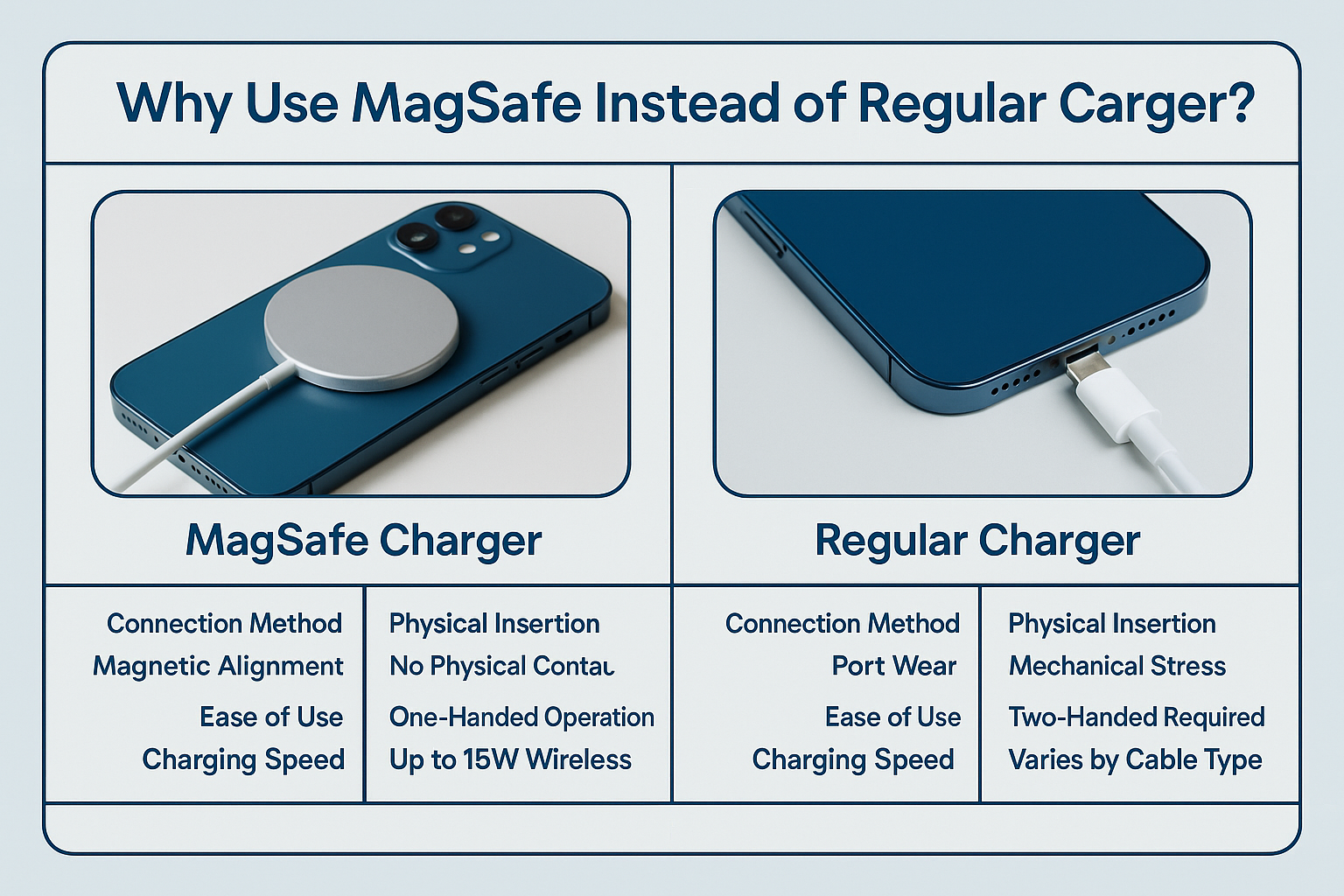 MagSafe explained with comparison to regular charger showing ease of use and charging speed differences