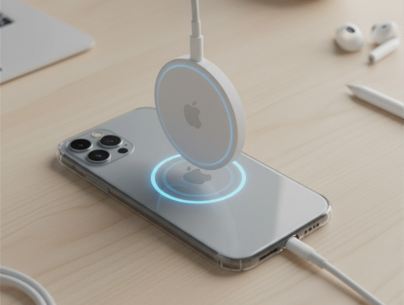 MagSafe charger use more power while charging iPhone on wooden desk
